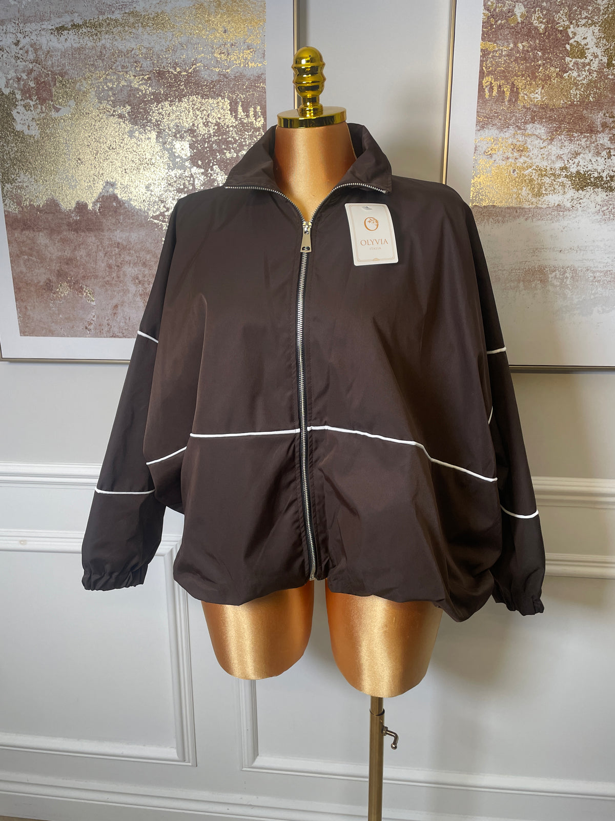 Piped Detail Zip-Up Jacket - One Size UK10-20 THICC FASHIONS CURVE PLUS SIZE