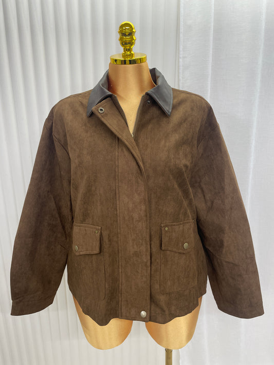 Faux Suede Jacket - One Size 10-22 THICC FASHIONS CURVE PLUS SIZE