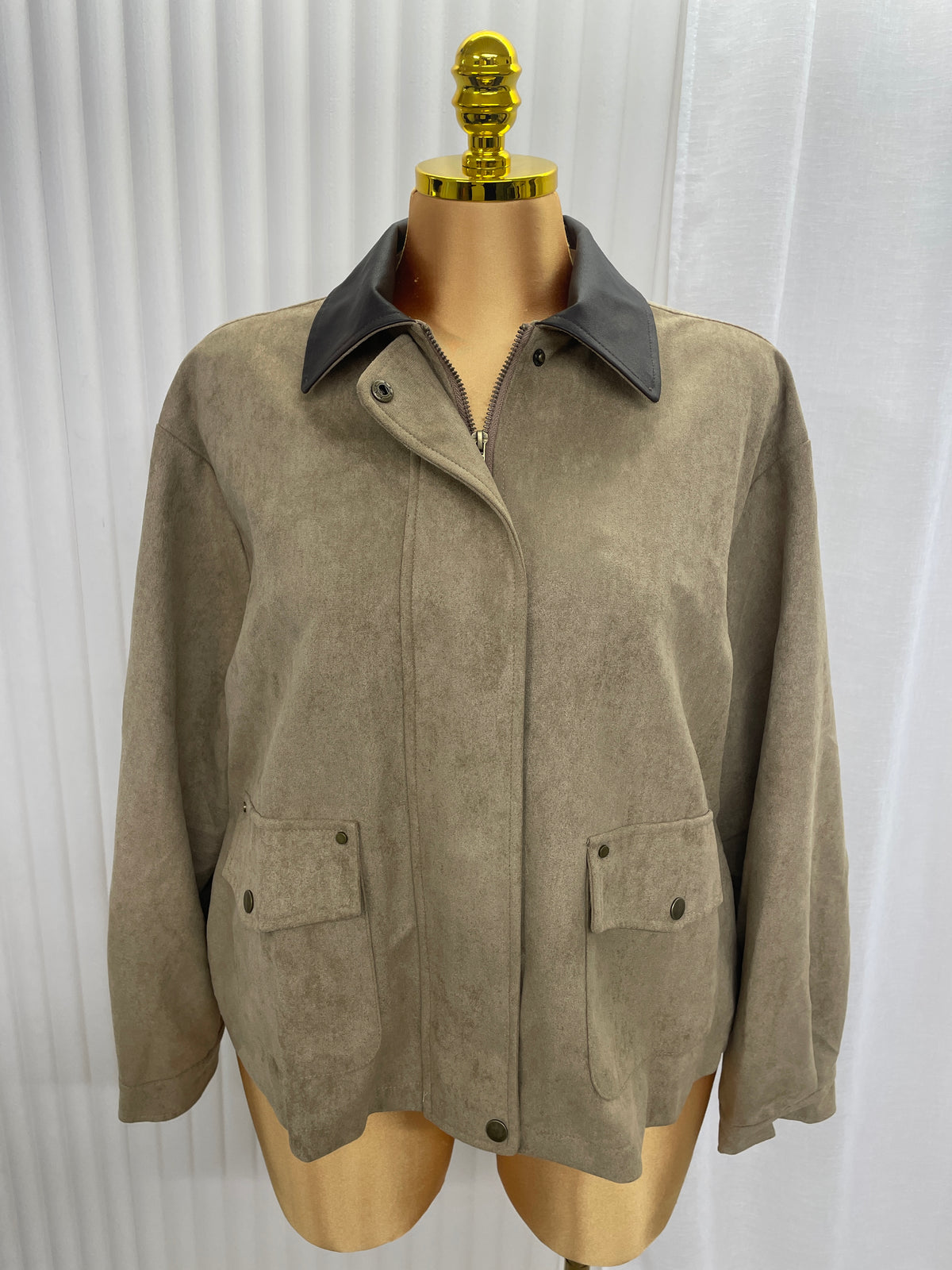 Faux Suede Jacket - One Size 10-22 THICC FASHIONS CURVE PLUS SIZE