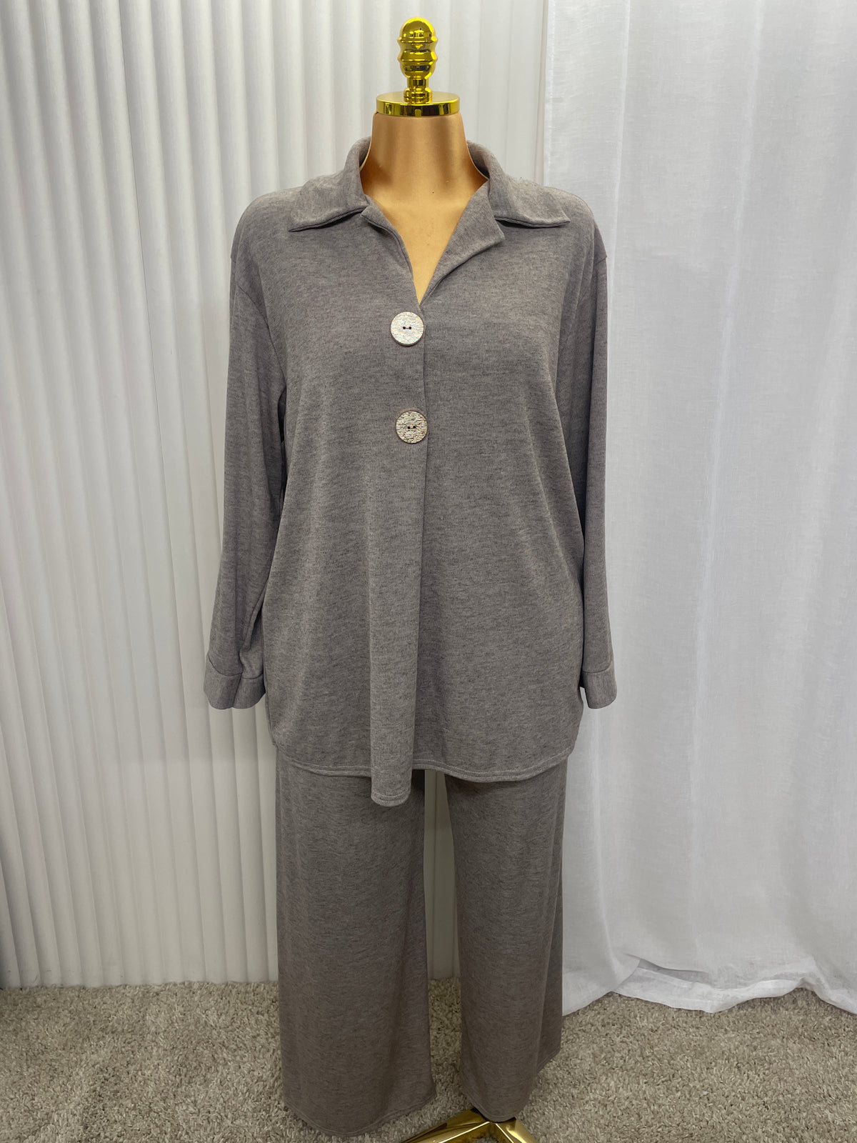 Relaxed Button Front Co-Ord Set - One Size UK10-22 THICC FASHIONS CURVE PLUS SIZE
