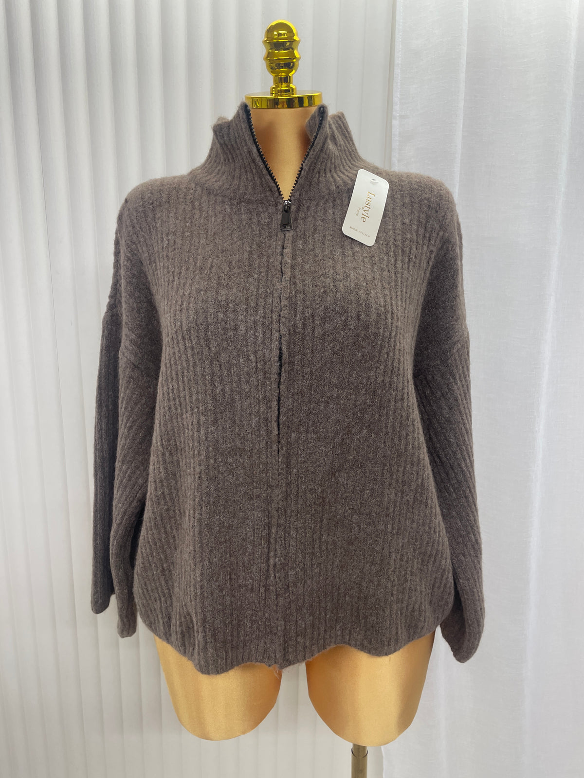 Chunky Ribbed Full-Zip Knit Jumper – One Size UK10-24 THICC FASHIONS Plus Size Curve
