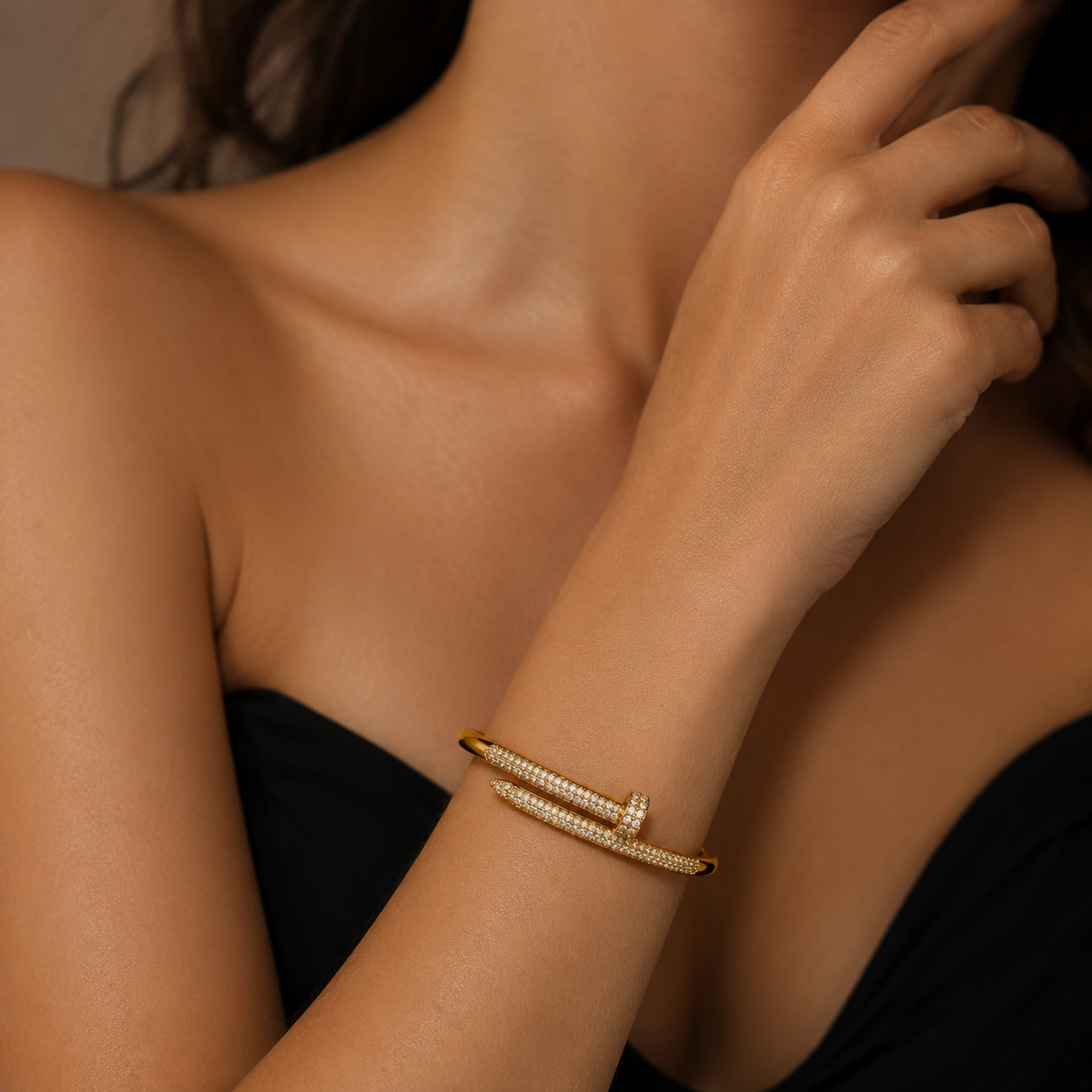 Gold Pavé Nail Wrap Bangle