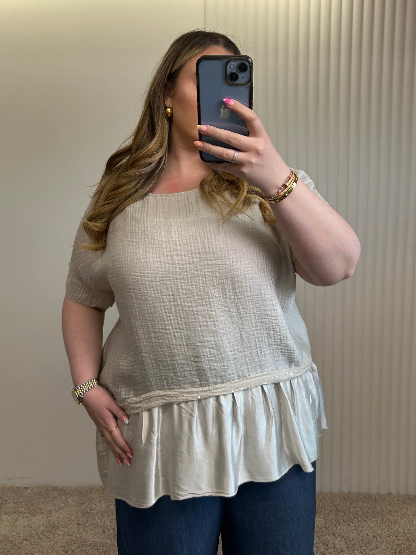 Textured Peplum Top