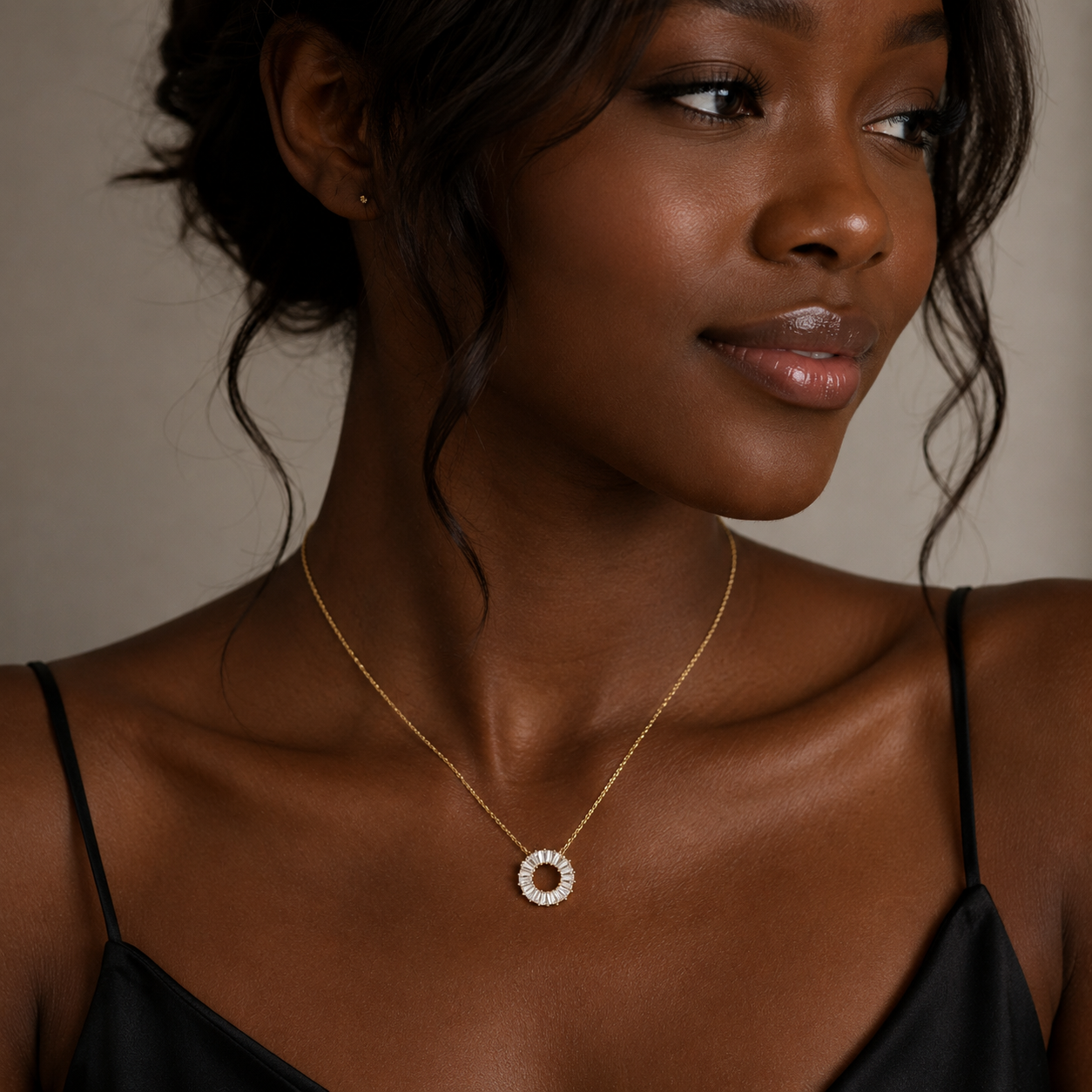 Eternal Circle Baguette Necklace