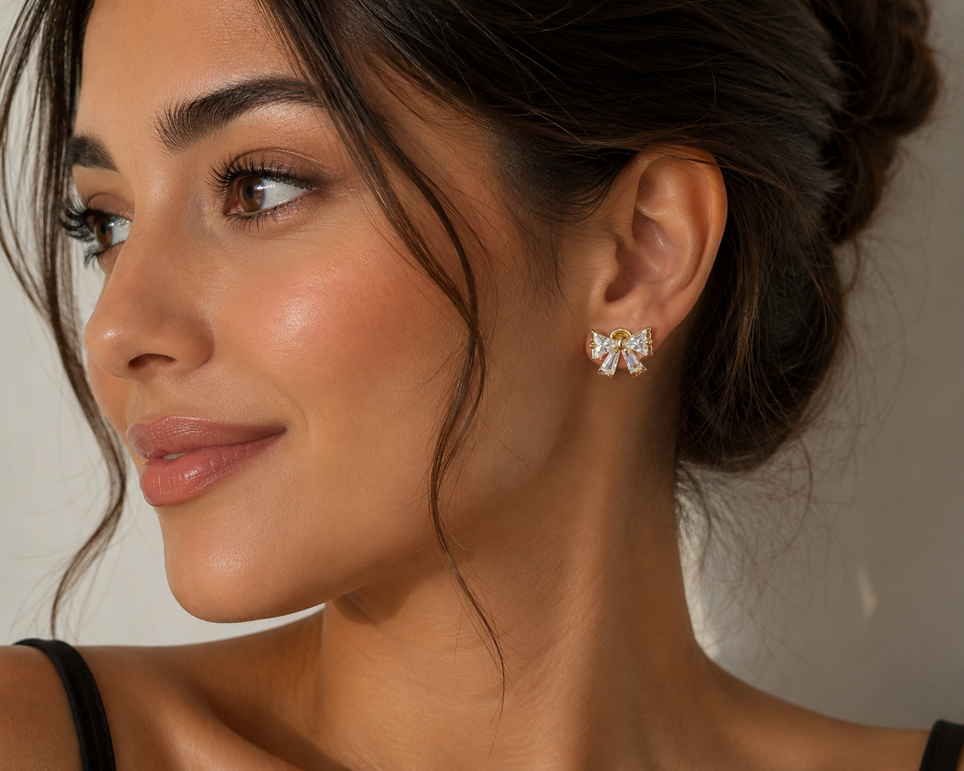 Elegant Crystal Bow Stud Earrings