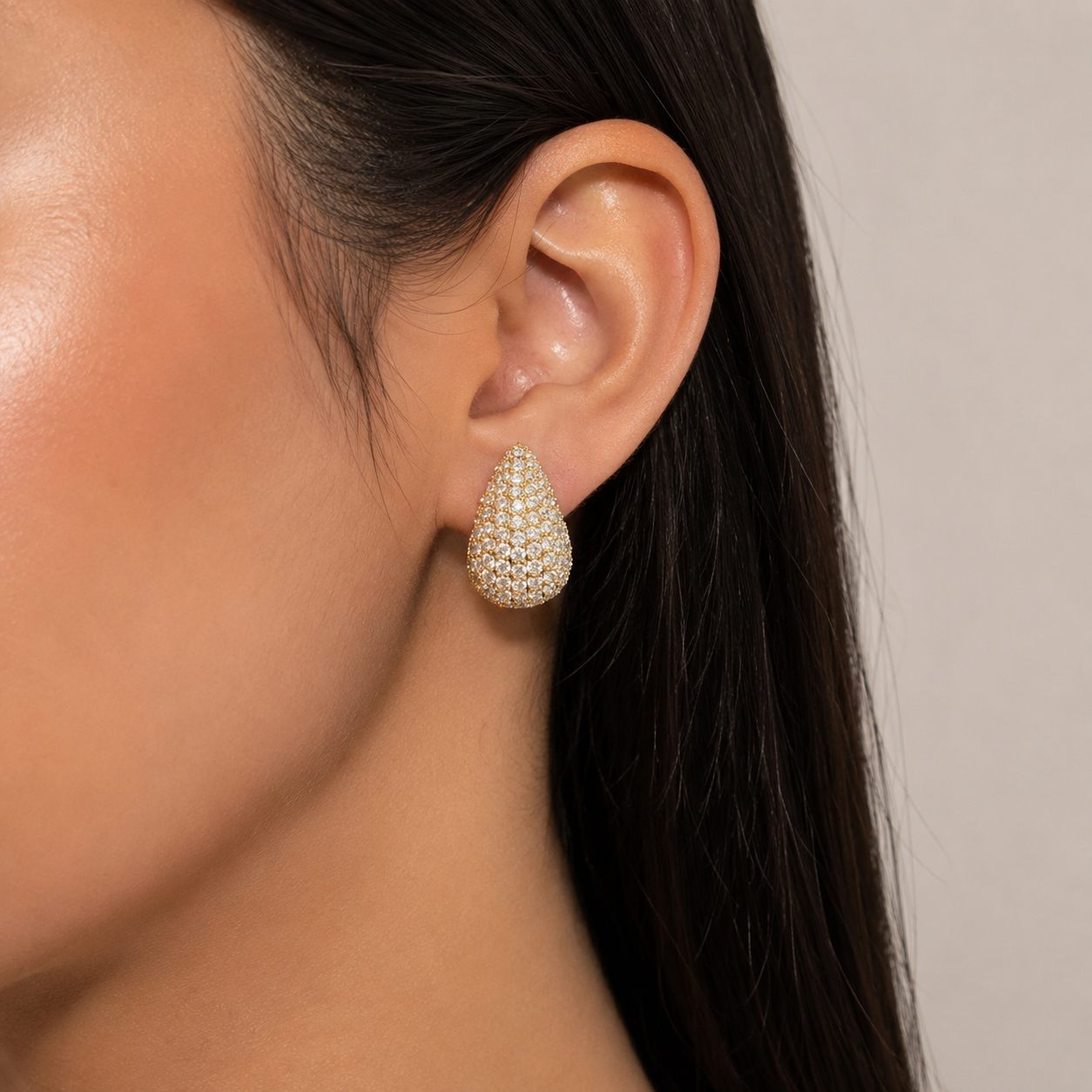Pavé Teardrop Stud Earrings