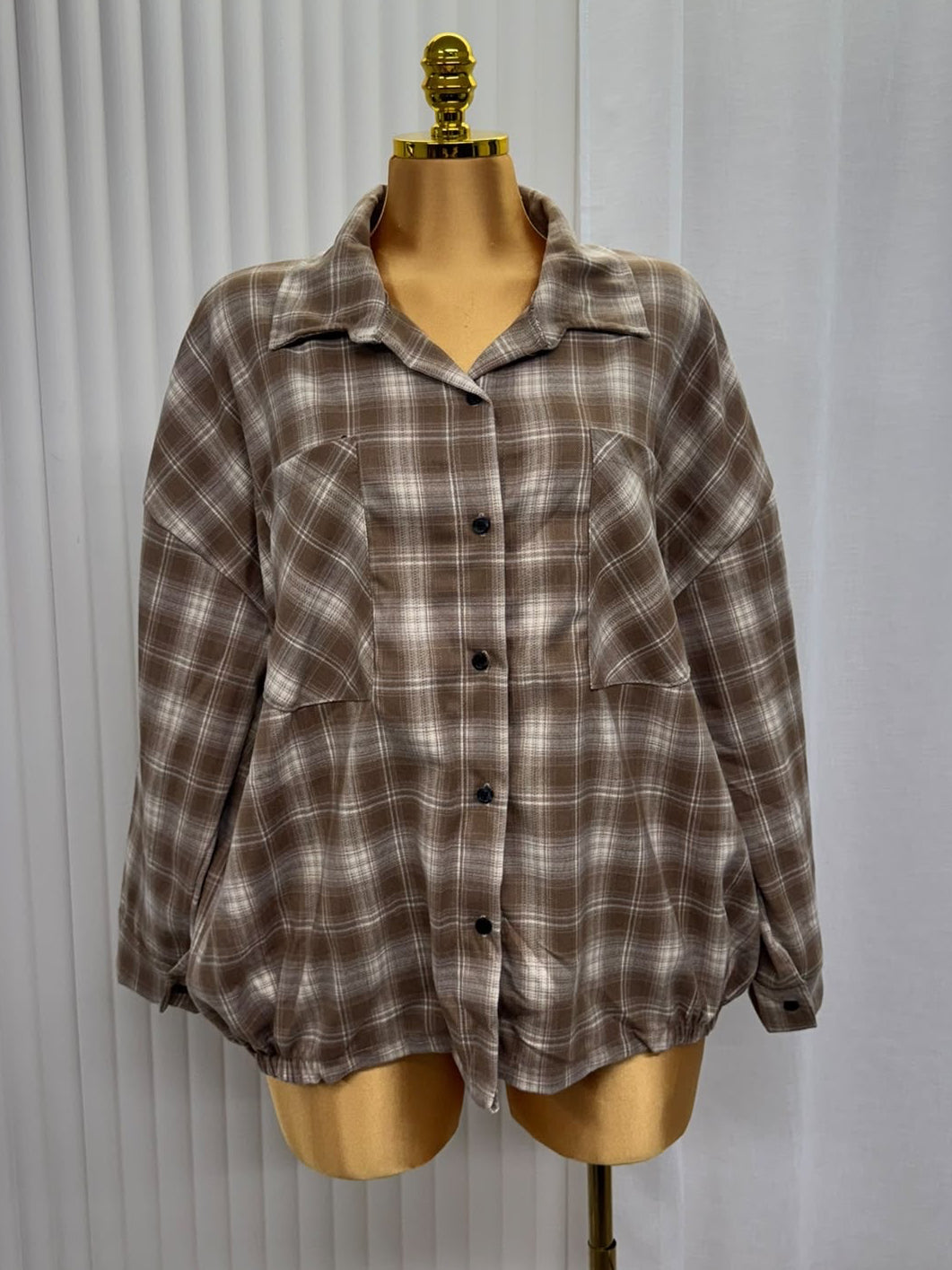 Oversized Checked Flannel Shirt - One size UK10-22 THICC FASHIONS Plus Size Curve