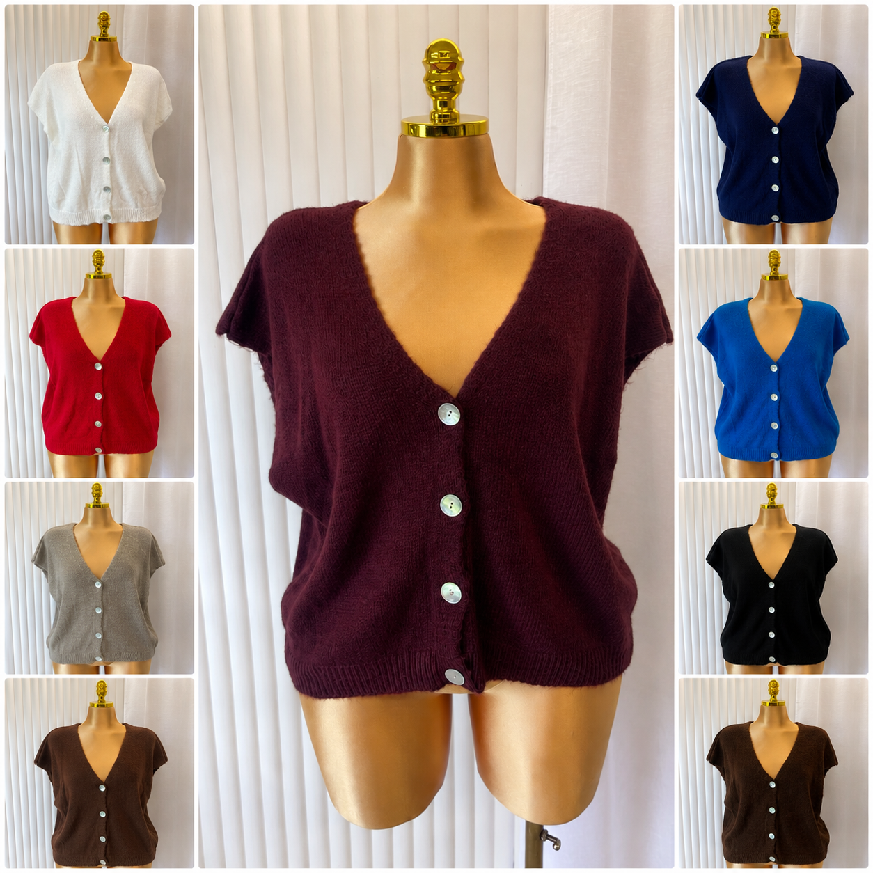 Button Front V-neck Knit Cardigan - One size UK10-20