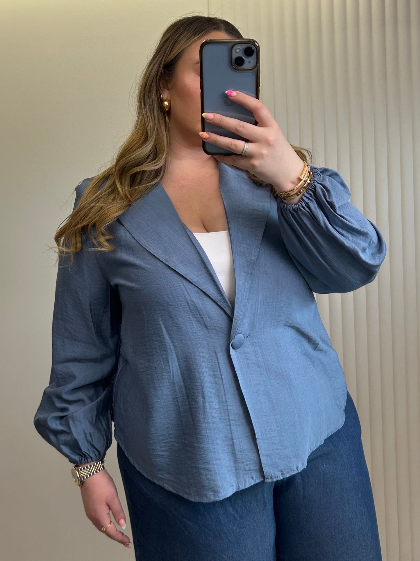 Relaxed Tailored Blazer with Statement Sleeves