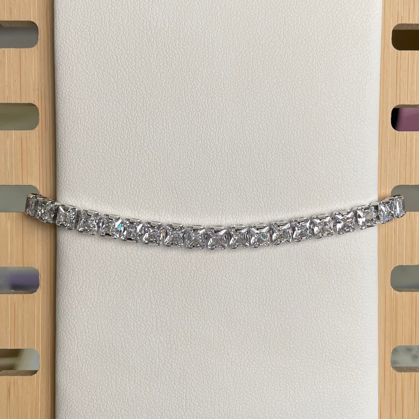 Princess-Cut Crystal Adjustable Tennis Bracelet