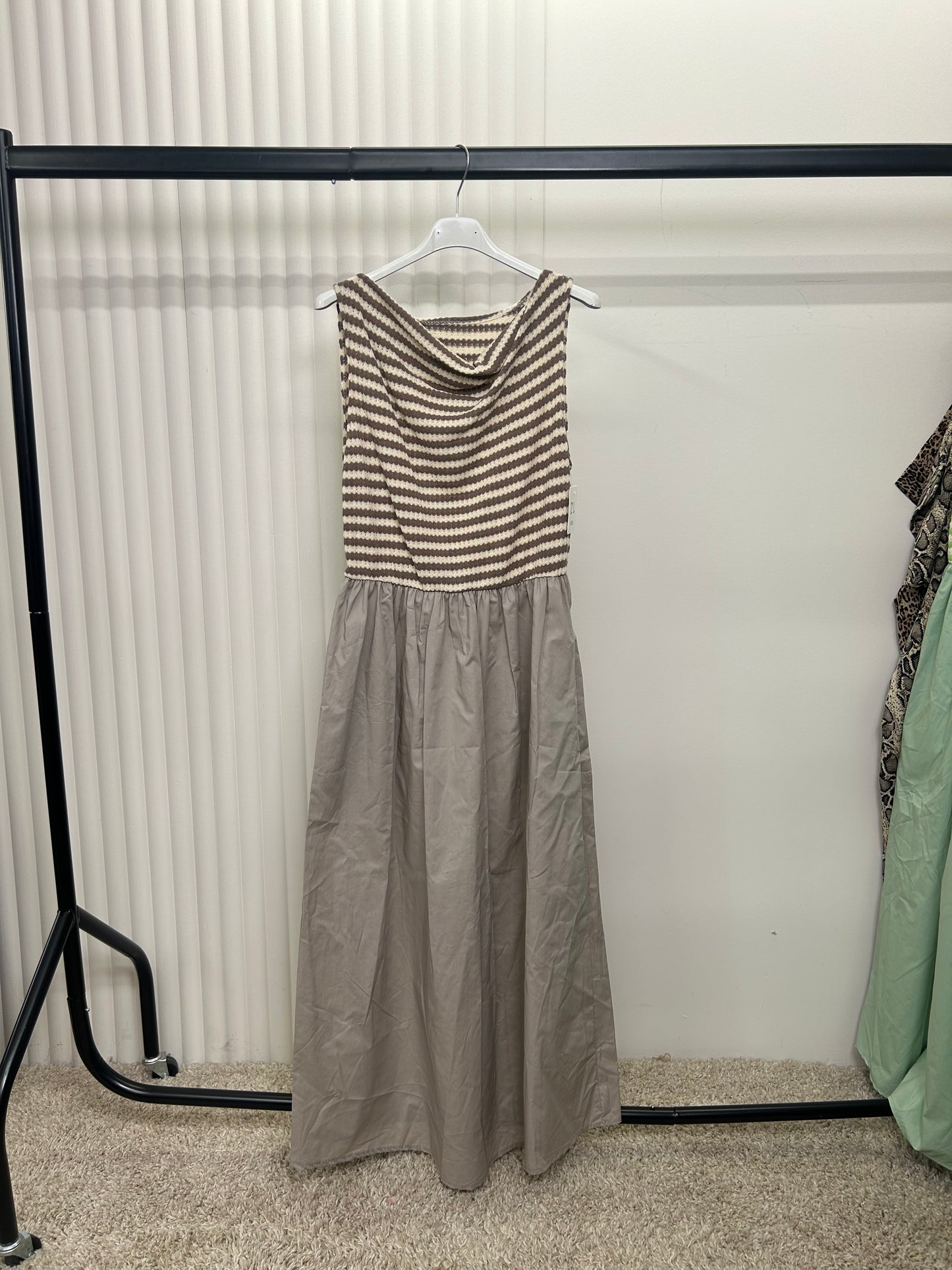 Stripe Knit Bodice Maxi Dress