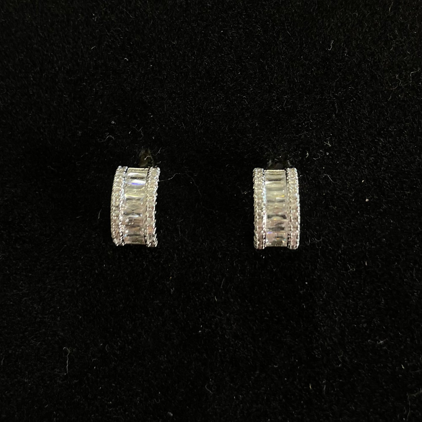 Baguette Crystal Huggie Hoop Earrings