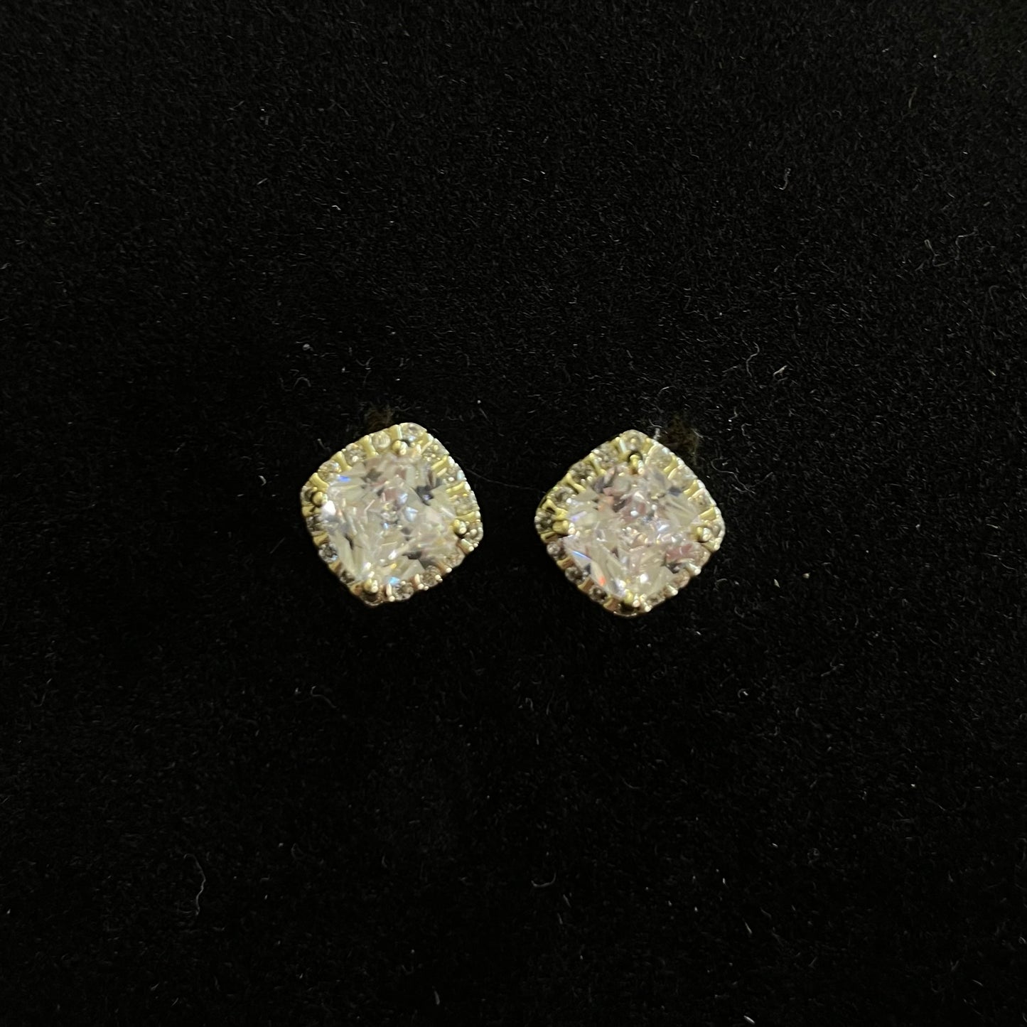 Cushion-Cut Crystal Stud Earrings