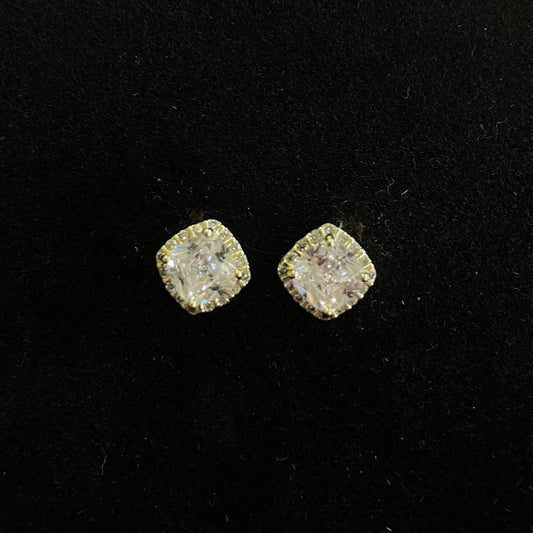 Cushion-Cut Crystal Stud Earrings