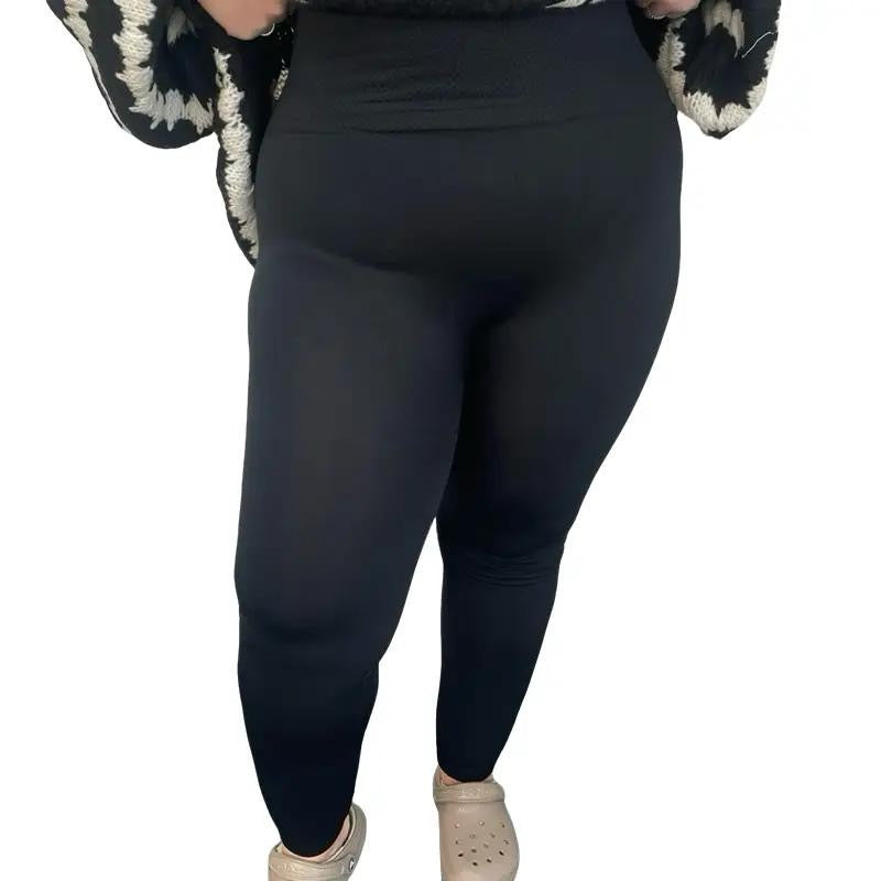 Fleece Lined Leggings - One Size UK8-24 THICC FASHIONS Plus Size Curve