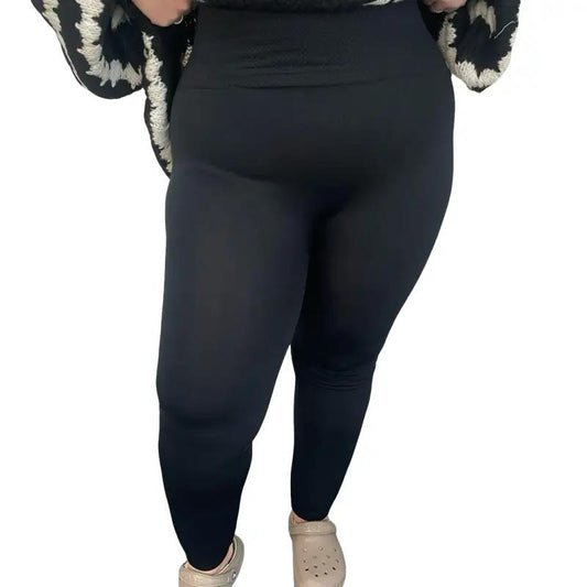Fleece Lined Leggings - One Size UK8-24 THICC FASHIONS Plus Size Curve