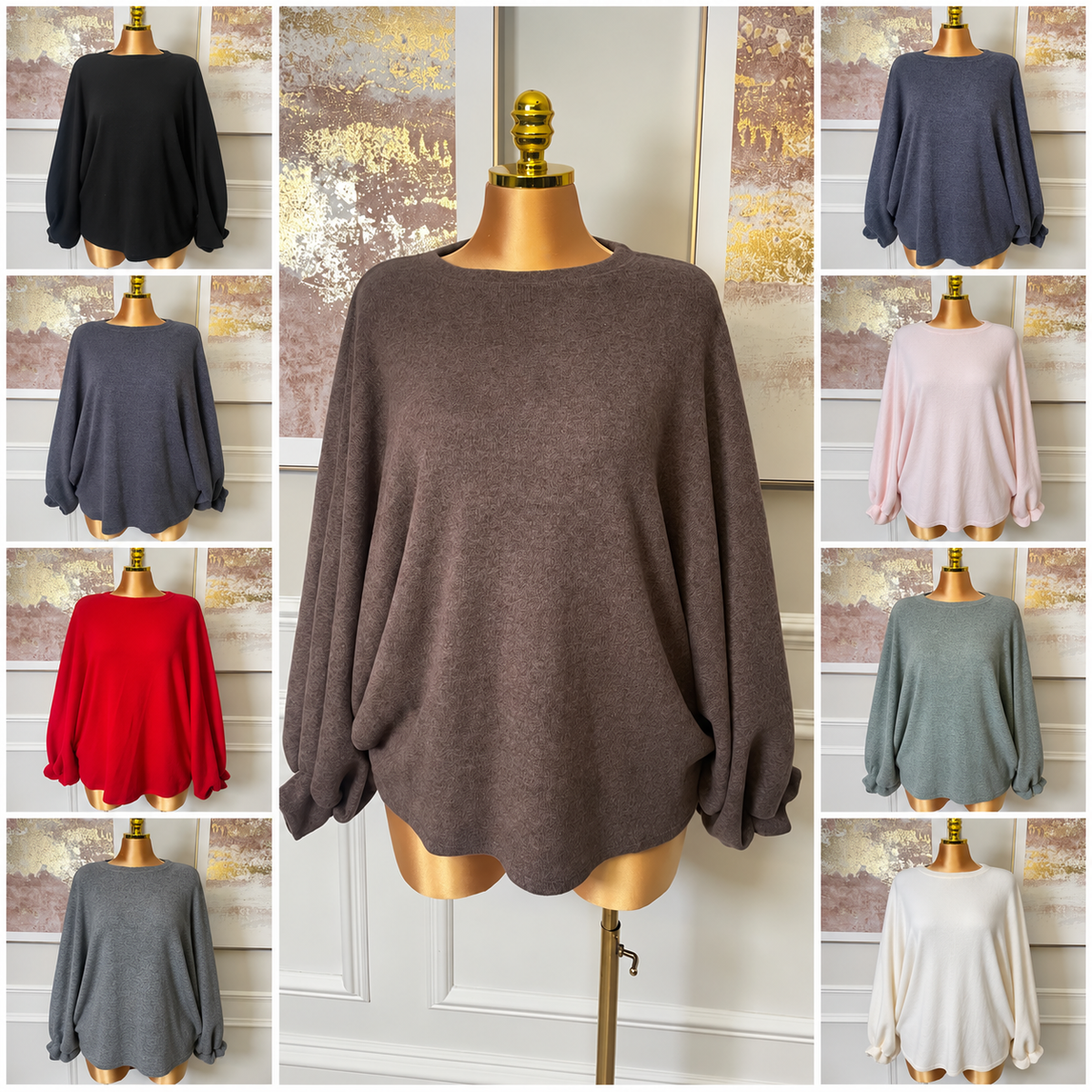 Batwing Soft Knit Round Neck Jumper – One Size UK10–24 - THICC FASHIONS PLUS SIZE CURVE