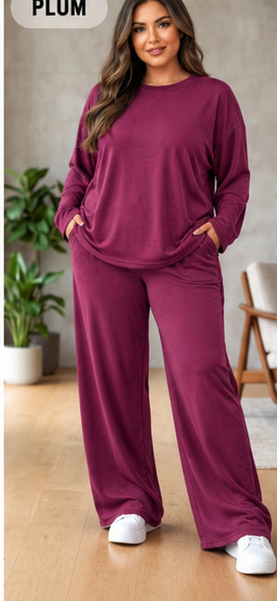 Velour Loungewear Set - One Size UK10-22 THICC FASHIONS - CURVE PLUS-SIZE- Women’s Co Ord set 2 piece casual