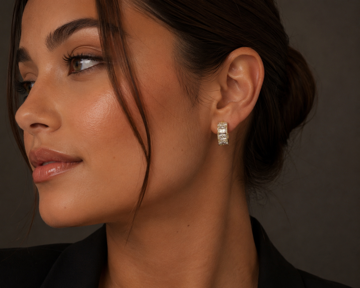 Baguette Hug Hoop Earrings