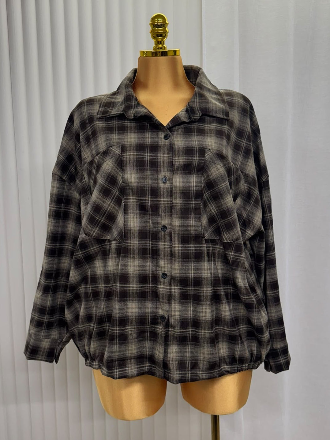 Oversized Checked Flannel Shirt - One size UK10-22 THICC FASHIONS Plus Size Curve