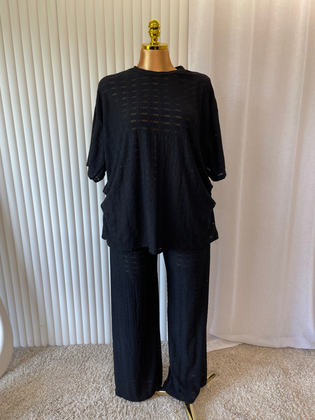 Textured Two-Piece Lounge Set - One size UK10-24 THICC FASHIONS