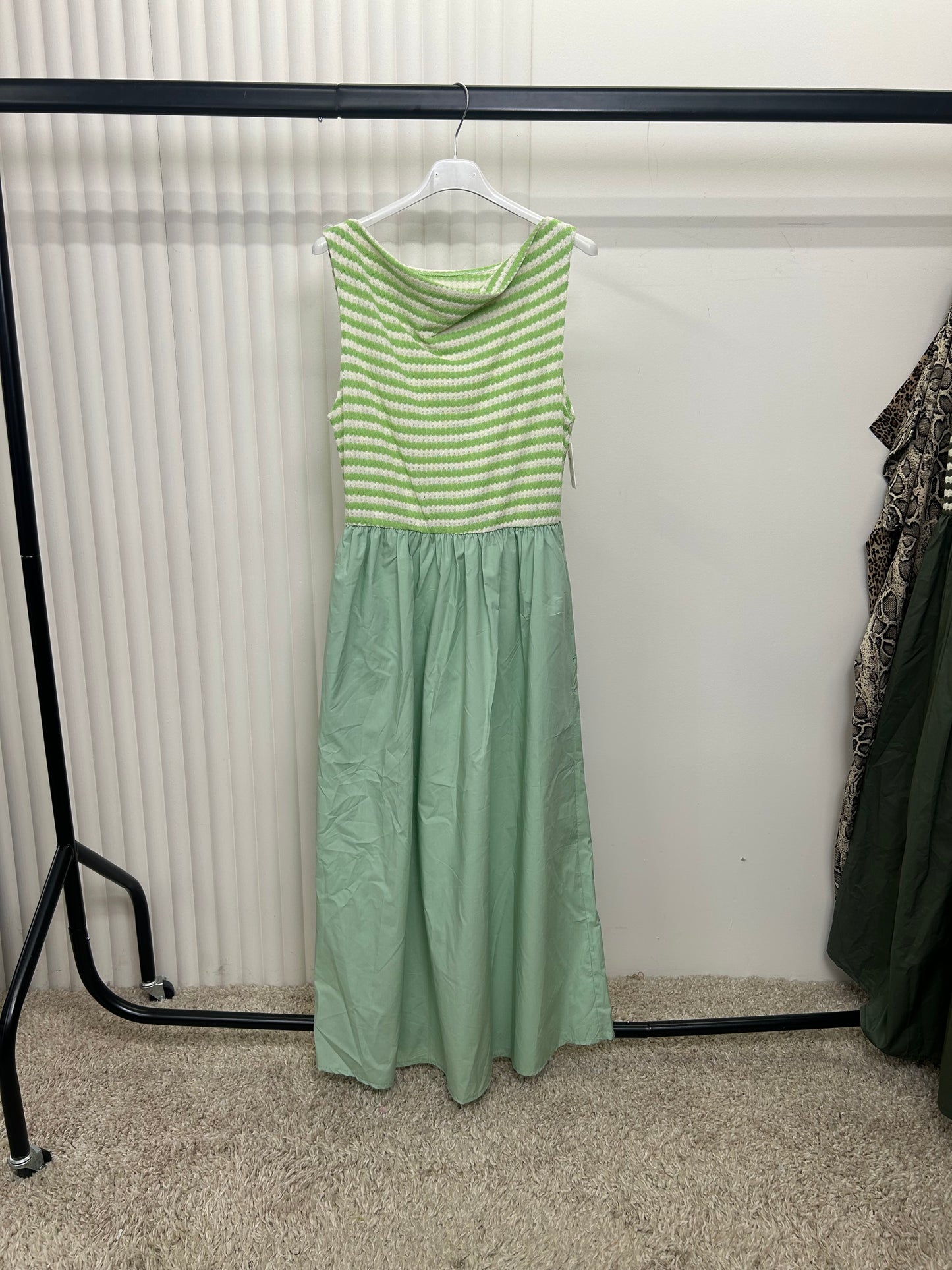 Stripe Knit Bodice Maxi Dress