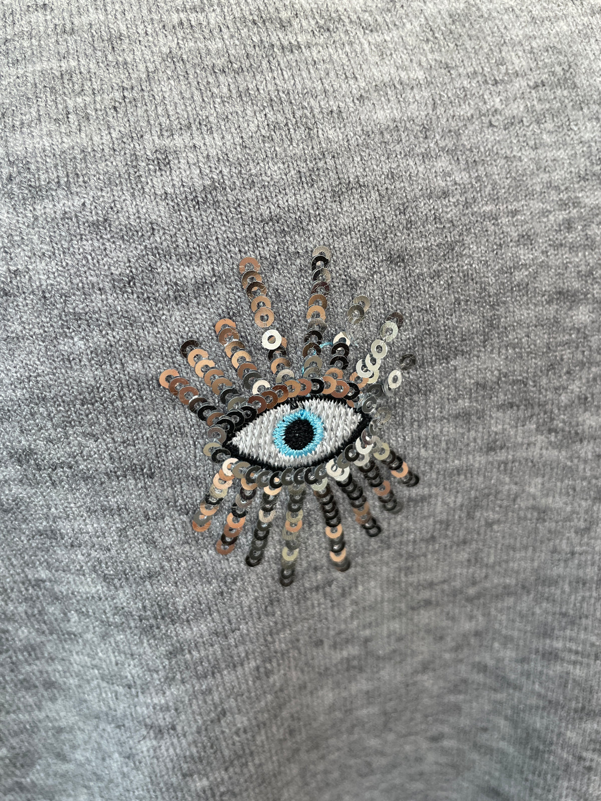 Sequin Eye Detail V-Neck Jumper - One size UK10-24 THICC FASHIONS Plus size Curve