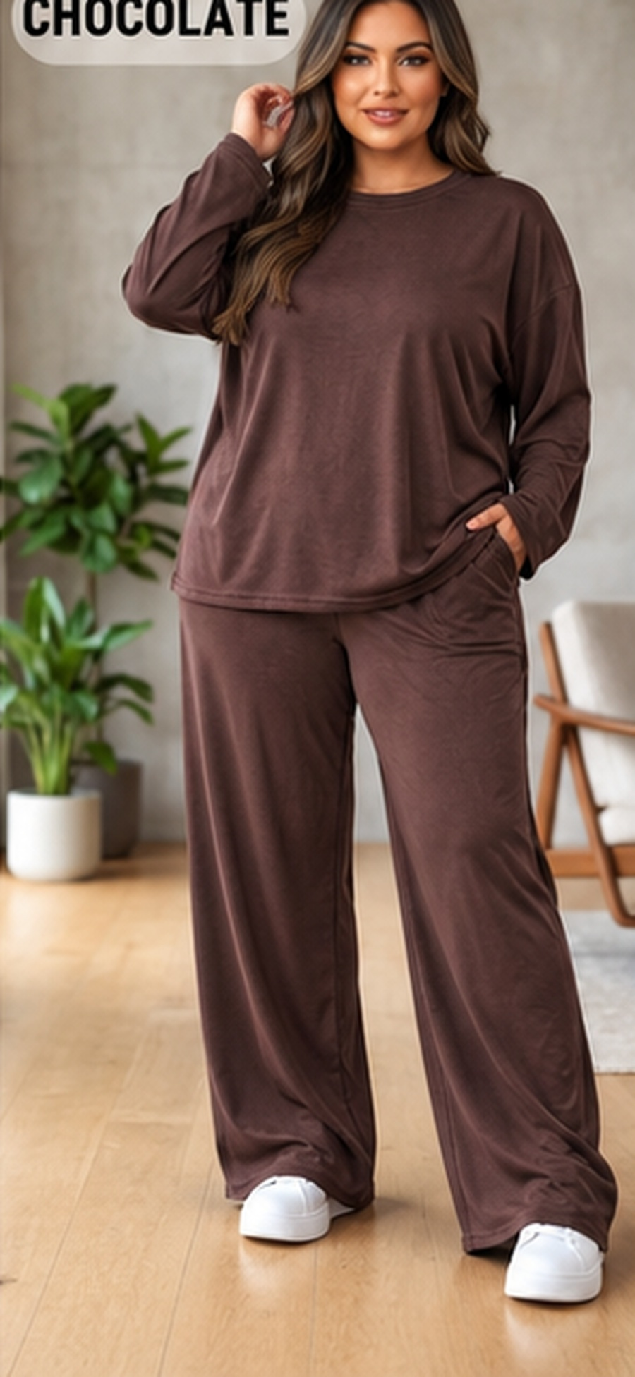 Velour Loungewear Set - One Size UK10-22 THICC FASHIONS - CURVE PLUS-SIZE- Women’s Co Ord set 2 piece casual