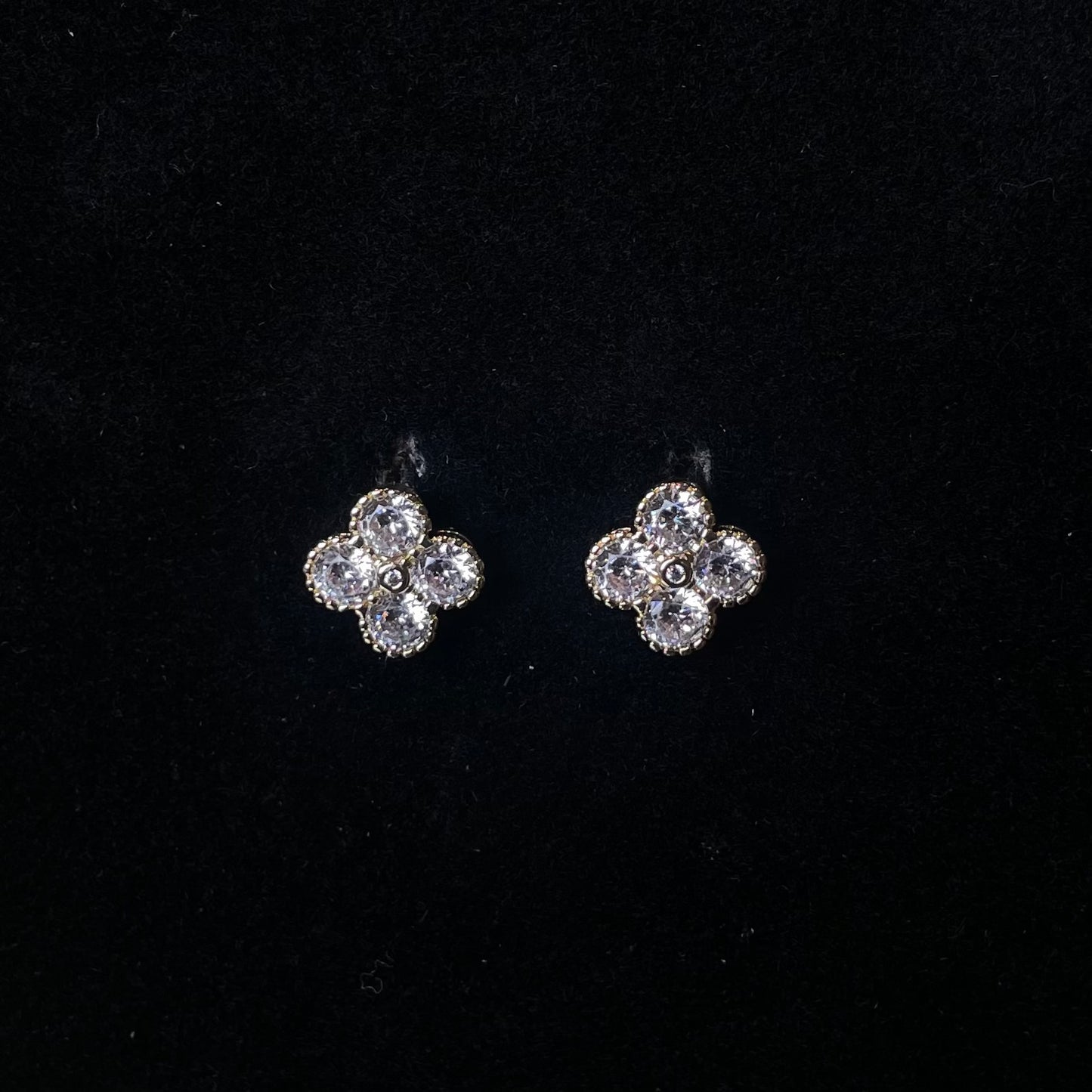 Four-Leaf Clover Crystal Stud Earrings