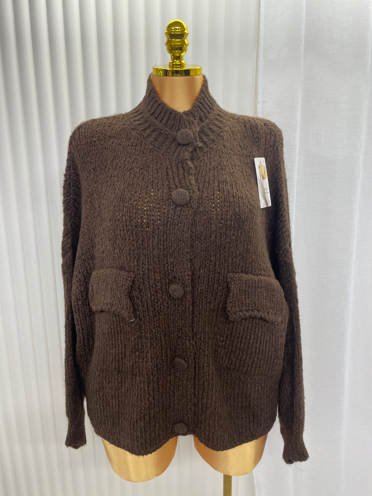 Chunky Knit Button Front Cardigan with Pockets - One size UK 10-22 THICC FASHIONS CURVE PLUSSIZE