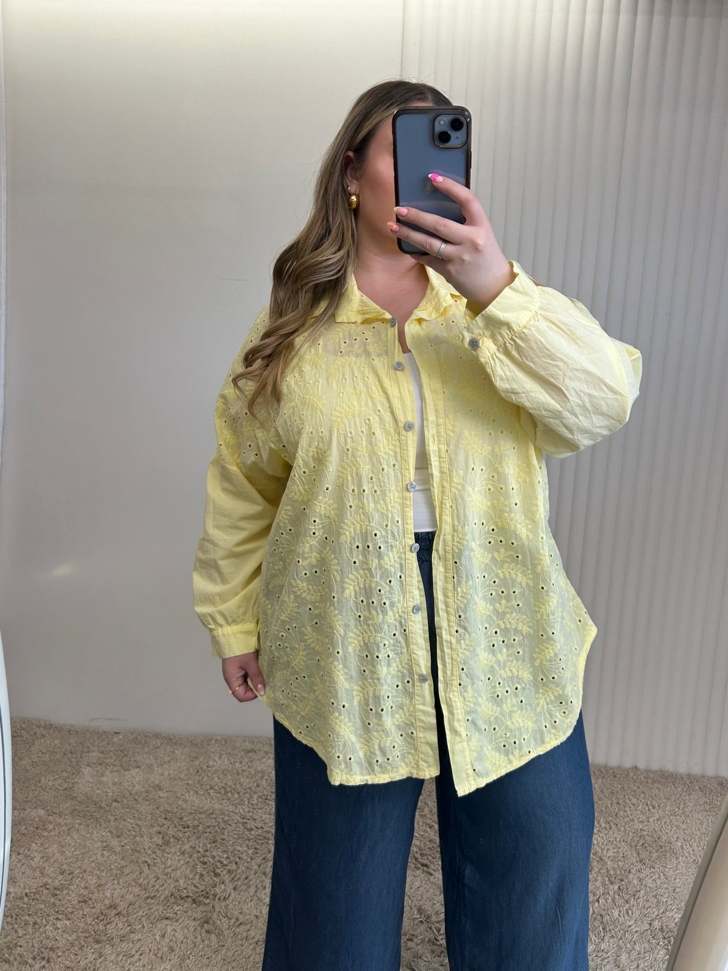 Embroidered Button-Front Overshirt