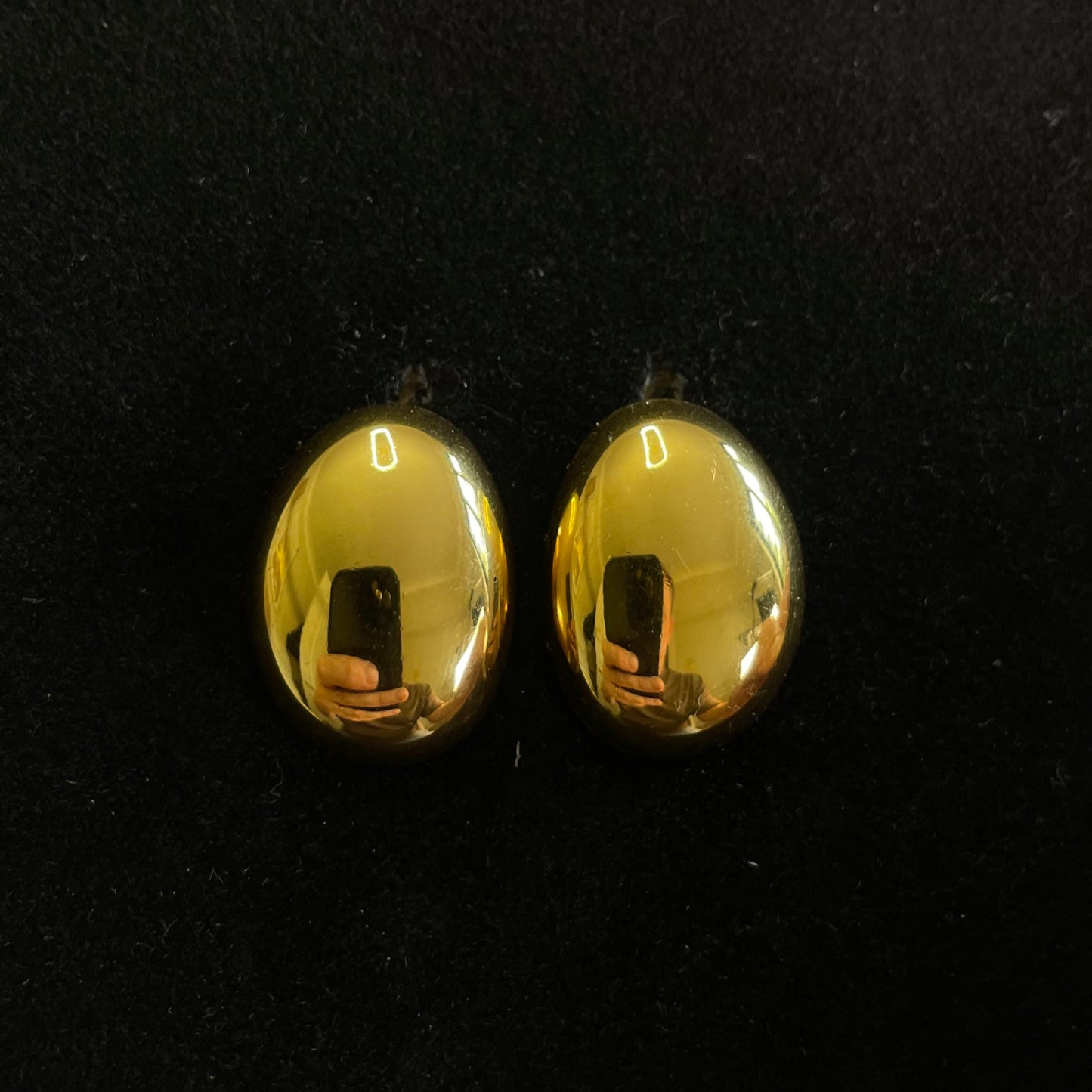 Vintage Gold-Tone Oval Earrings