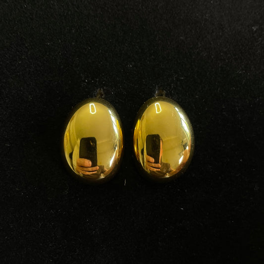 Vintage Gold-Tone Oval Earrings