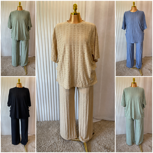 Textured Two-Piece Lounge Set - One size UK10-24 THICC FASHIONS