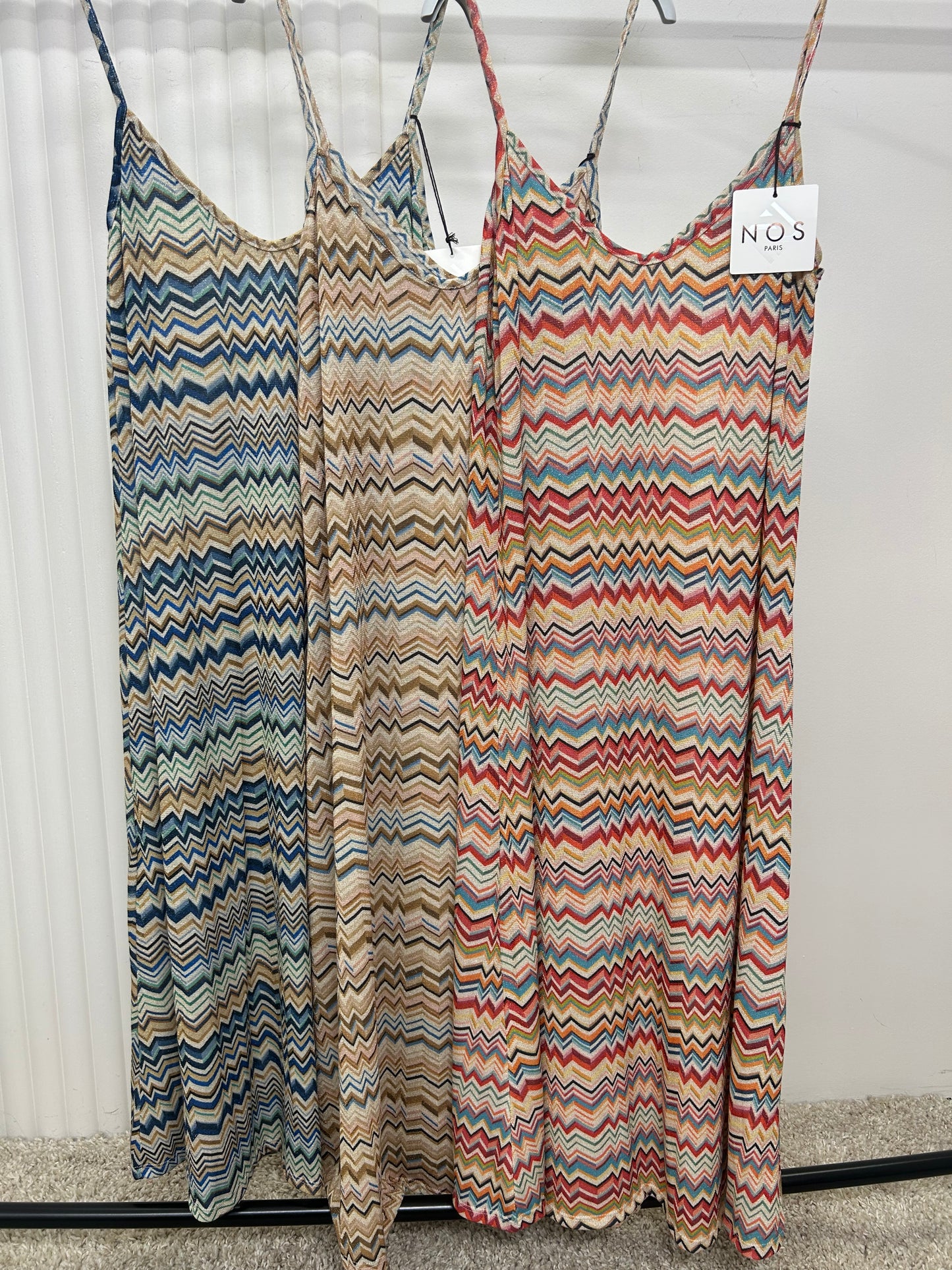 Zigzag Print Spaghetti Strap Maxi Dress