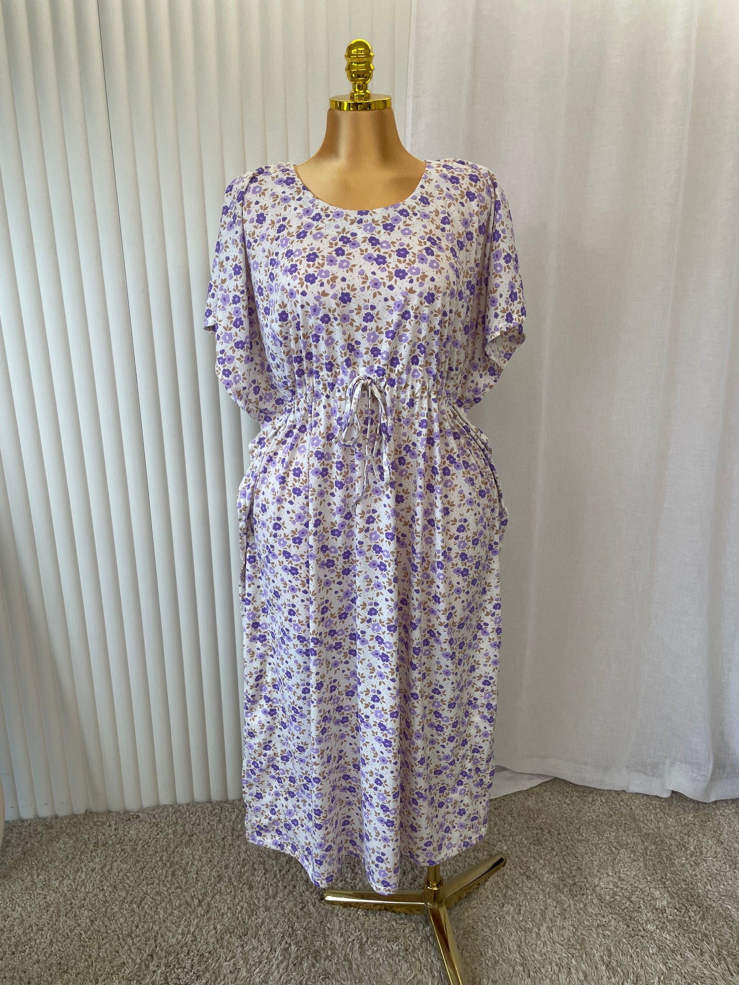 Flowers Tie Waist Midi Dress – One Size UK 10–24 THICC FASHIONS (1607)