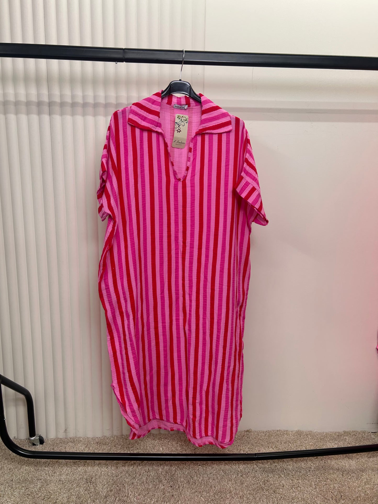 Striped Oversized Cheesecloth Kaftan Tunic