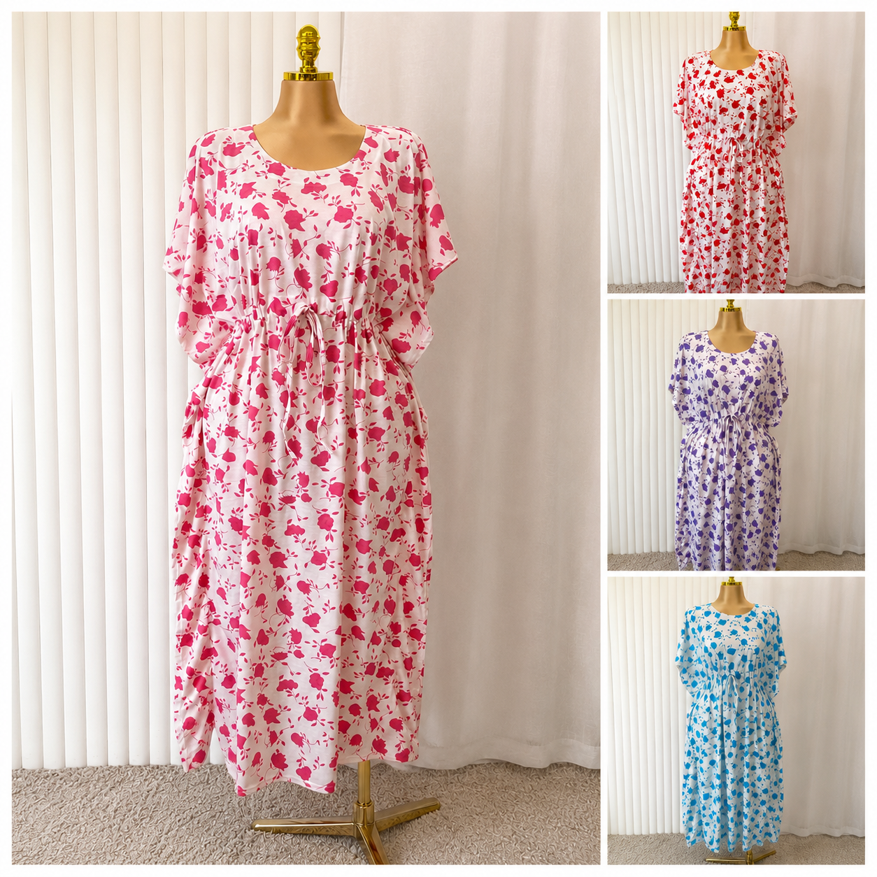 Boho Floral Tie Waist Midi Dress – One Size UK 10–24 THICC FASHIONS (1610)