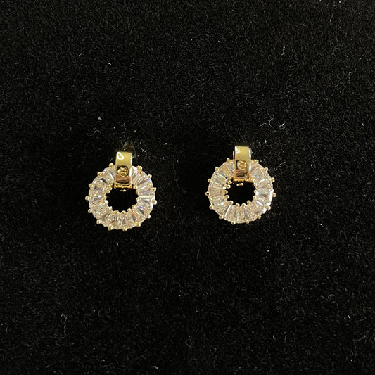 Elegant Baguette-Cut Halo Circle Earrings