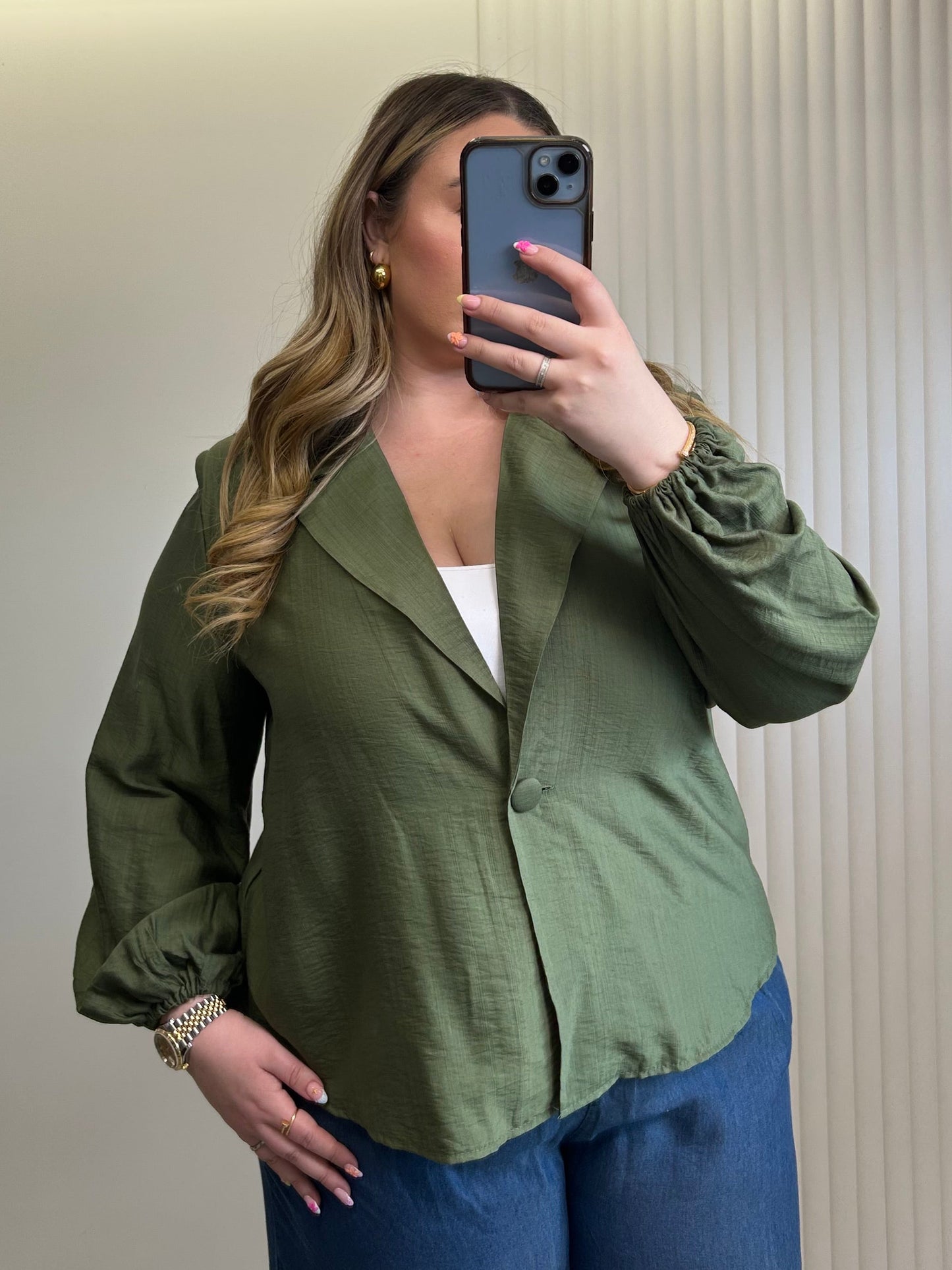 Relaxed Tailored Blazer with Statement Sleeves