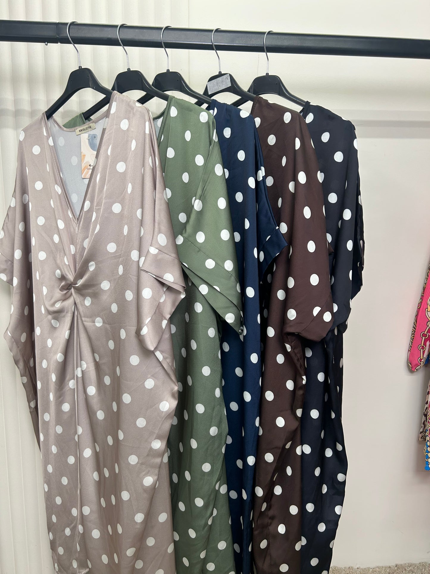 Twist Front Polka Dot Midi Dress