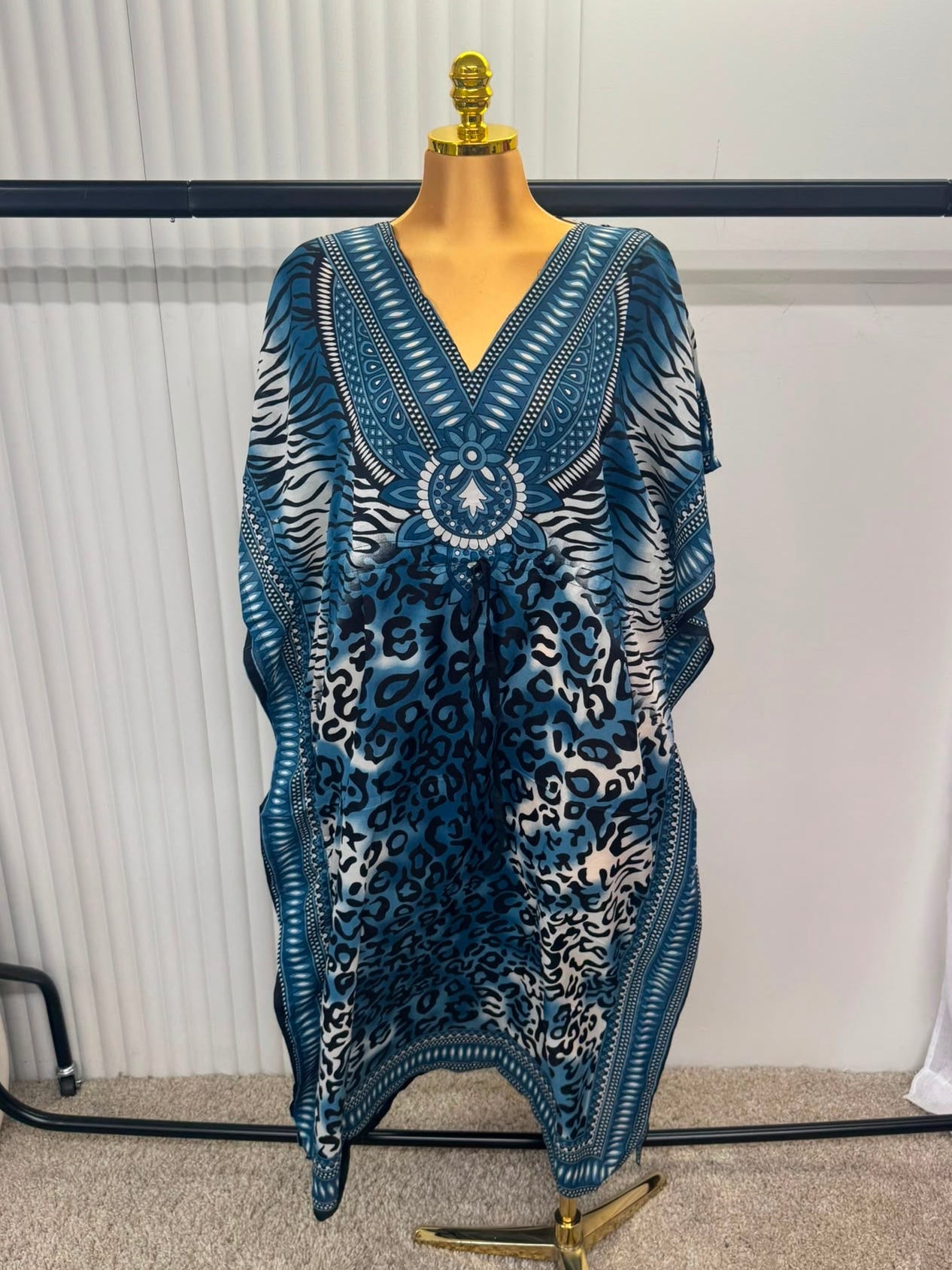 Animal Print Border Kaftan Dress – One Size UK 10–24