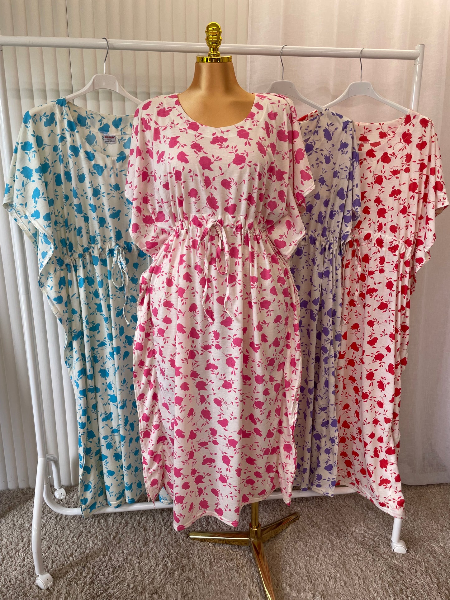 Boho Floral Tie Waist Midi Dress – One Size UK 10–24 THICC FASHIONS (1610)