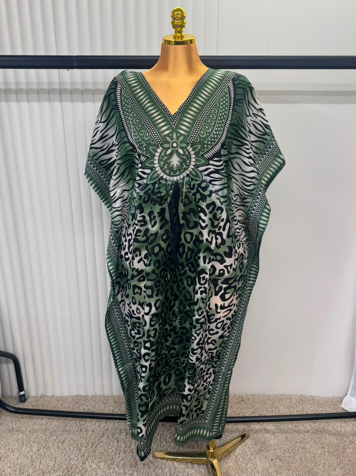 Animal Print Border Kaftan Dress – One Size UK 10–24