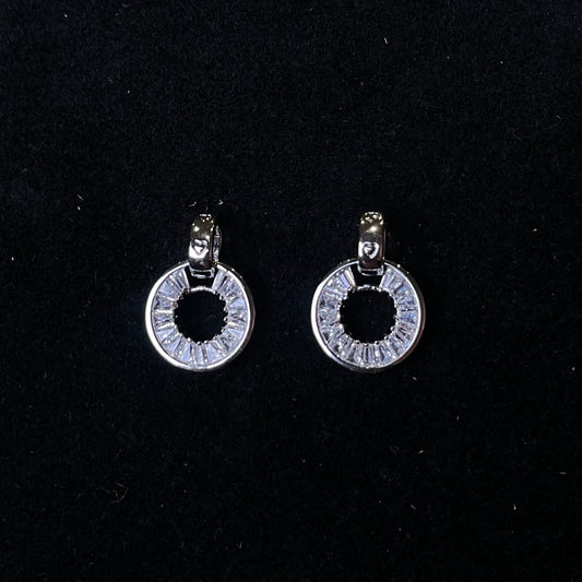 Elegant Circular Baguette Crystal Hoop Earring