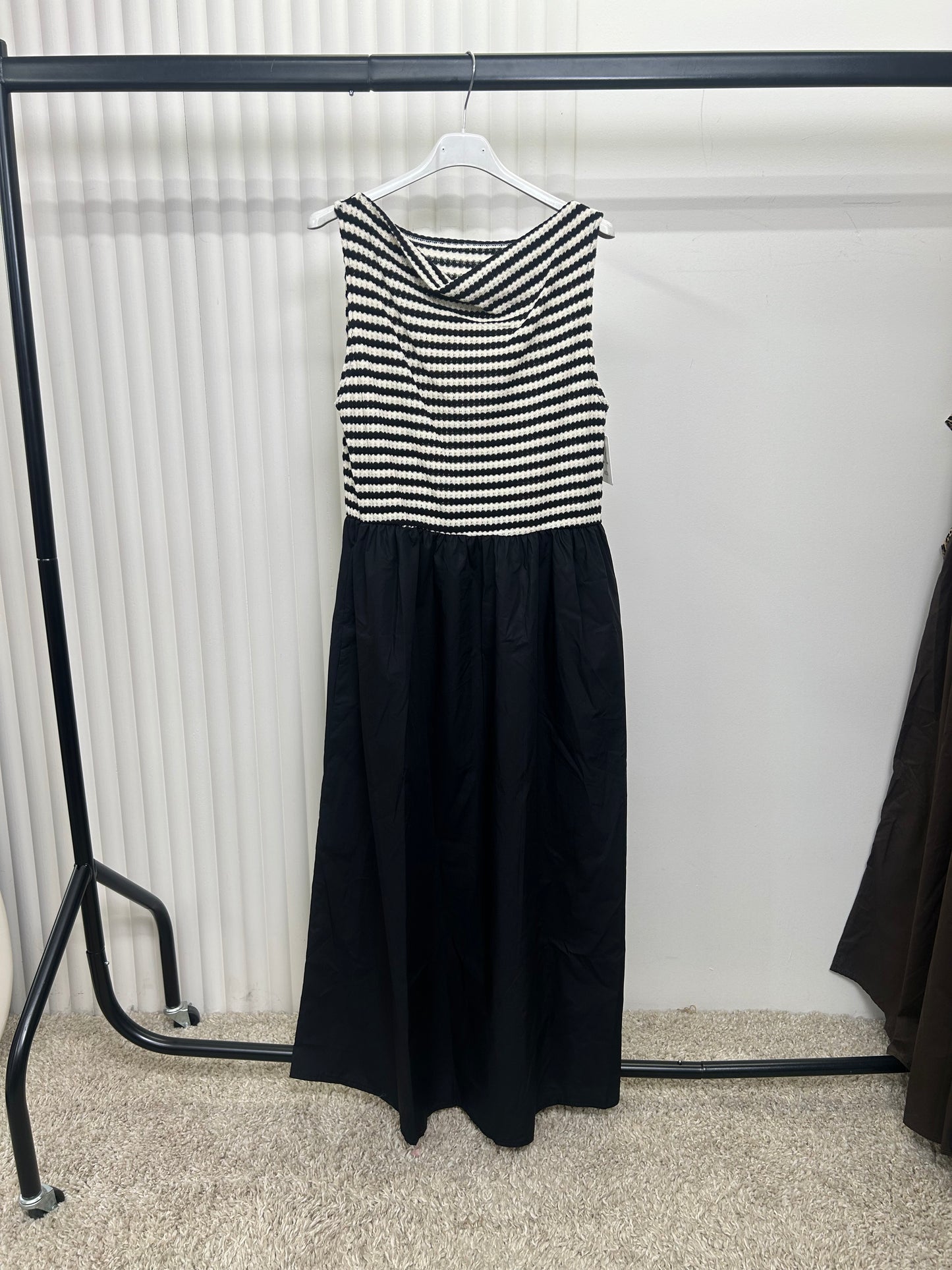 Stripe Knit Bodice Maxi Dress