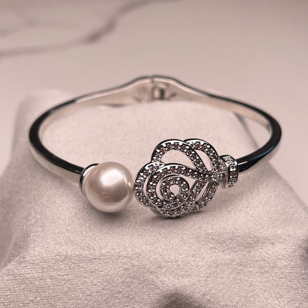 Chic Pearl & Crystal Statement Bangle