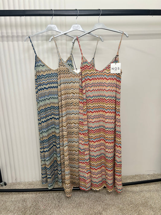Zigzag Print Spaghetti Strap Maxi Dress