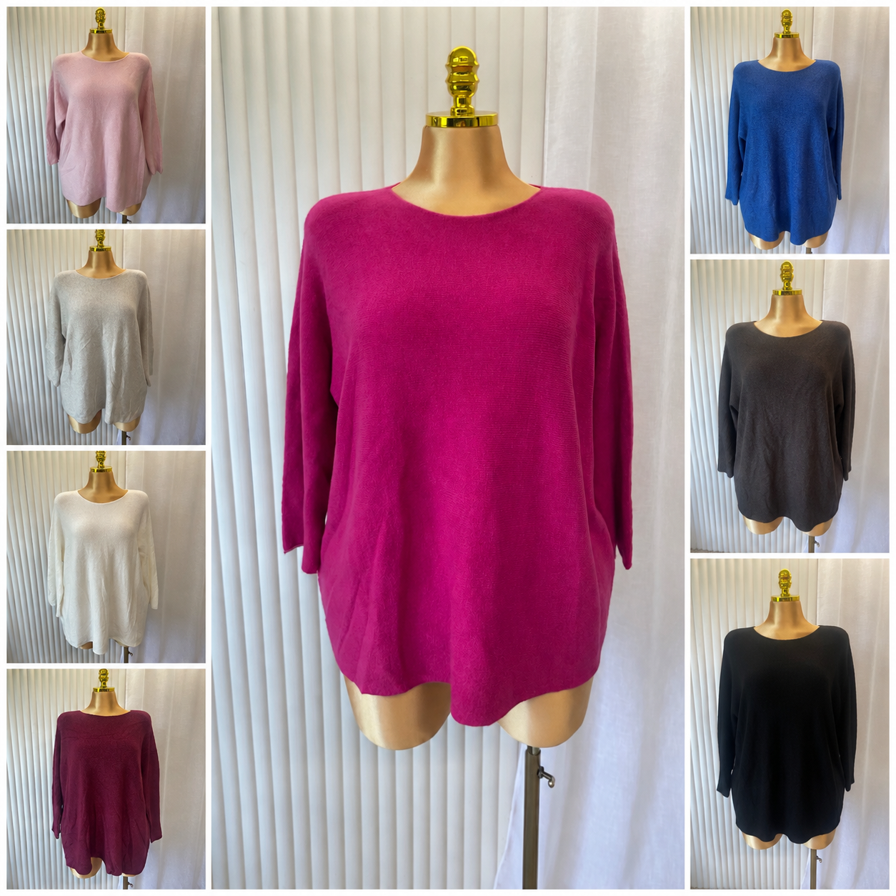 Soft Knit Round Neck Jumper - One size UK 10-24 THICC FASHIONS (1411)