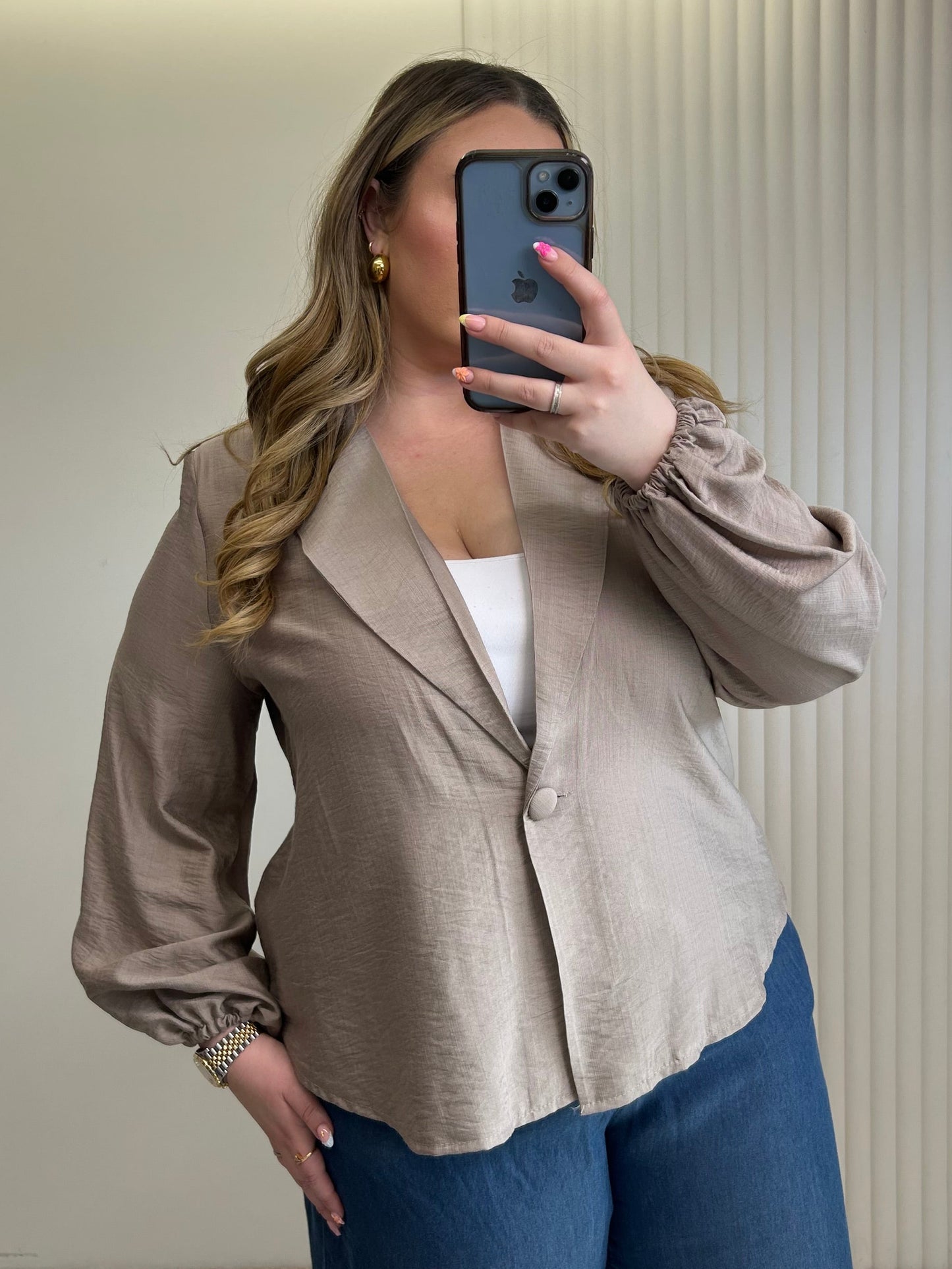 Relaxed Tailored Blazer with Statement Sleeves